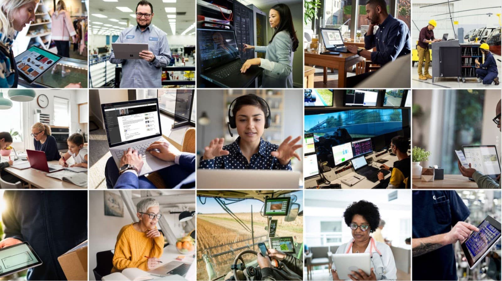 Collage of images of professionals using different types of digital devices