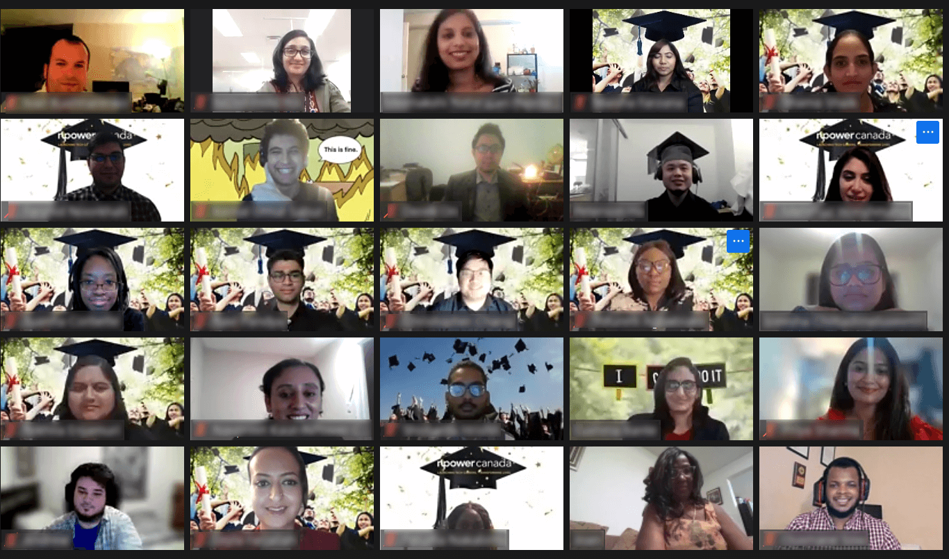 Screenshot of Virtual Graduation Ceremony with pictures of participants